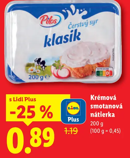 Pilos čerstvý syr klasik krémová smotanová nátierka
