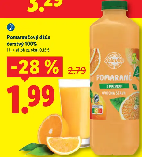 Solevita pomarančový džús čerstvý 100%