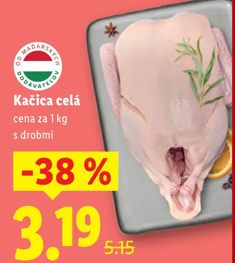 Kačica celá s drobmi