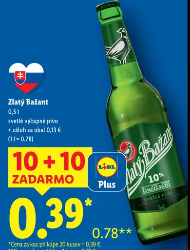 Zlatý Bažant svetlé výčapné pivo