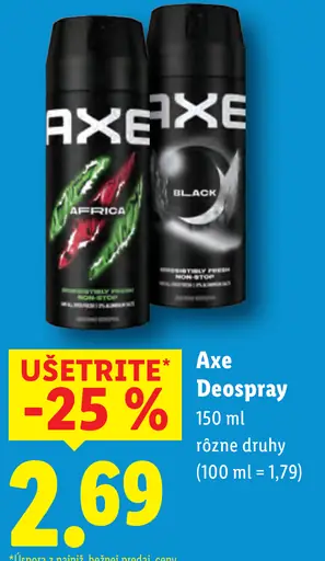 Axe deospray rôzne druhy