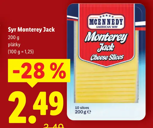 McEnnedy Syr Monterey Jack plátky