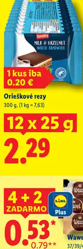 Sondey mliečne a lieskovoorieškové wafre Milk & Hazelnut Wafer Sandwich
