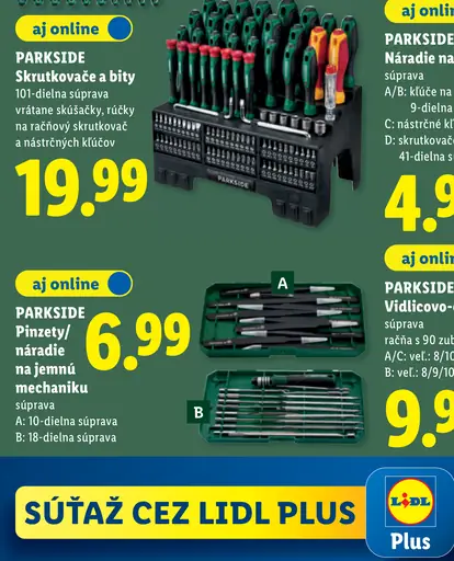 Parkside skrutkovače a bity 101-dielna súprava