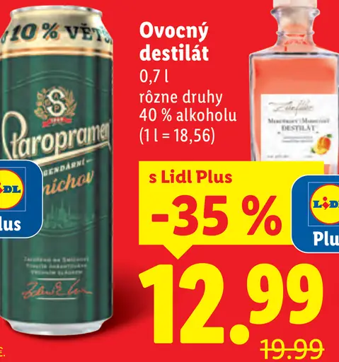 Lidl Ovocný destilát 40 % alkoholu rôzne druhy