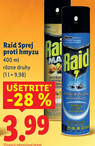 Raid Sprej proti hmyzu univerzálny insekticídny sprej