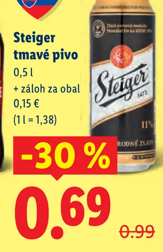 Steiger tmavé pivo plechovka