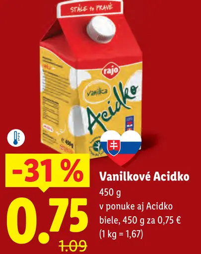 Rajo Acidko vanilka kyslomliečny nápoj