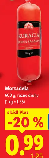 Baroni kuracia jemná saláma Mortadela