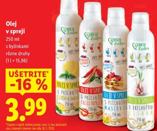 Biely Zvolen olej v spreji s bylinkami rôzne druhy
