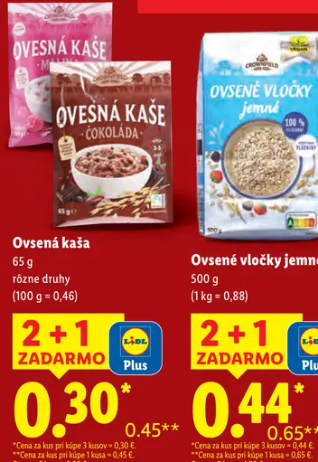 Crownfield ovsená kaša rôzne druhy