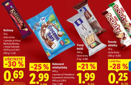 Kaštany čokoládová tyčinka rôzne druhy