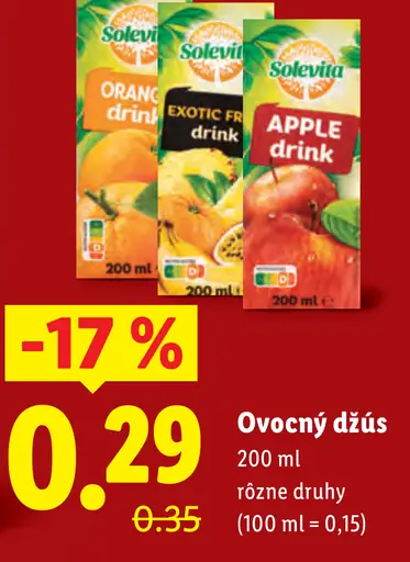 Solevita ovocný džús rôzne druhy