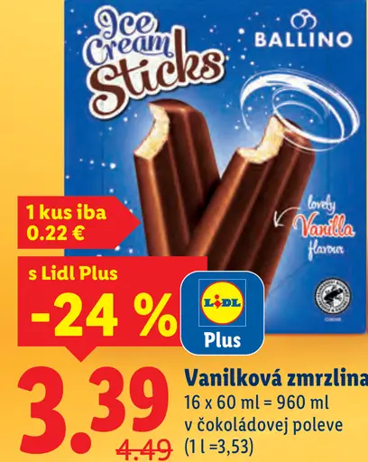 Ballino Vanilková zmrzlina v čokoládovej poleve