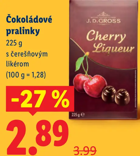 J.D. Gross Cherry Liqueur čokoládové pralinky