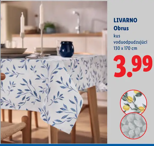 Livarno obrus vodoodpudzujúci