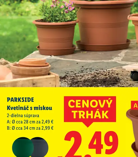 Parkside kvetináč s miskou 2-dielna súprava A