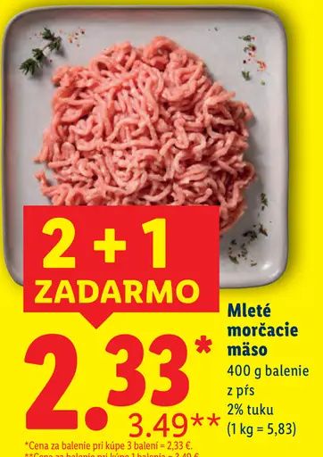 Mleté morčacie mäso 2 % tuku