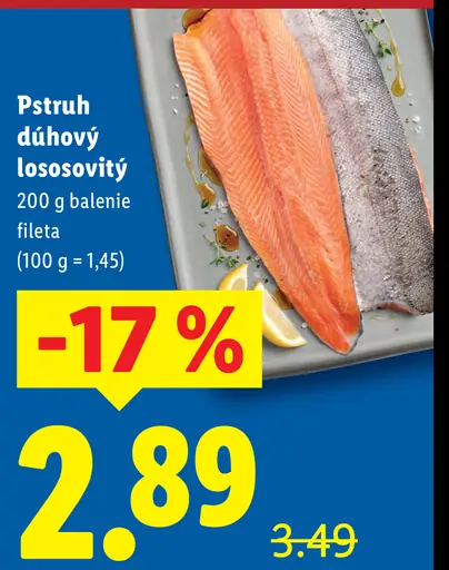 Lidl pstruh dúhový lososovitý fileta