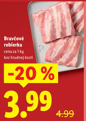 Lidl bravčové rebierka bez hrudnej kosti