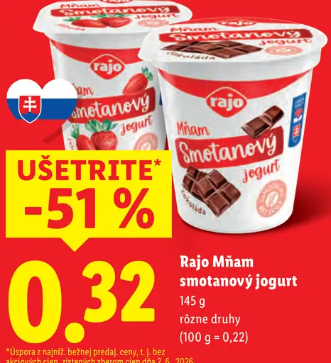 Rajo Mňam smotanový jogurt rôzne druhy
