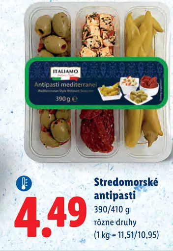 Italiamo stredomorské antipasti rôzne druhy