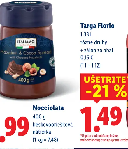 Italiamo Nocciolata lieskovooriešková nátierka