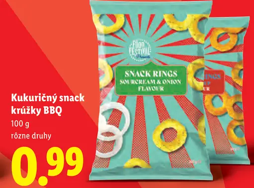 Food Festival kukuričný snack krúžky BBQ
