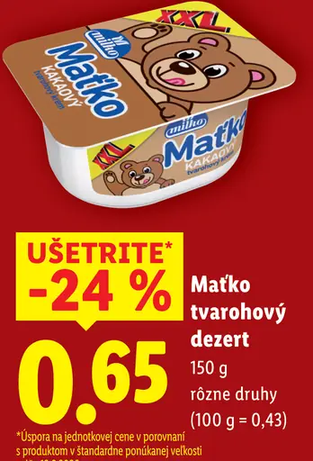 Matko tvarohový dezert rôzne druhy