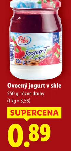 Pilos Ovocný jogurt v skle rôzne druhy