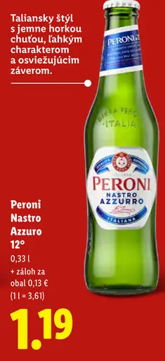 Peroni Nastro Azzurro svetlé pivo