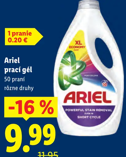 Ariel prací gél rôzne druhy