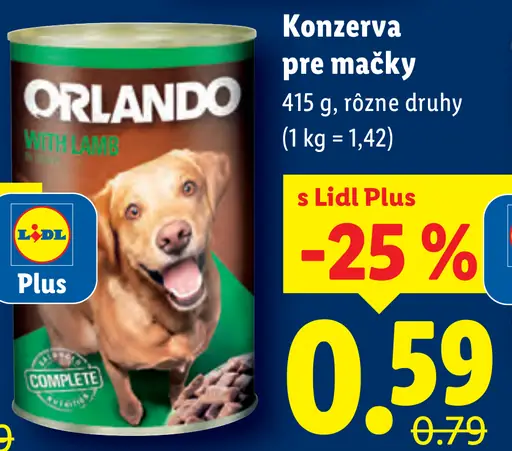 Orlando konzerva pre psy rôzne druhy