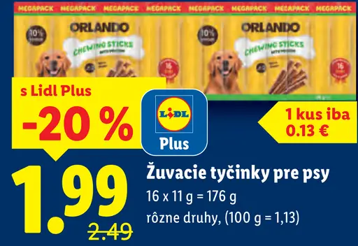 Orlando žuvacie tyčinky pre psy rôzne druhy