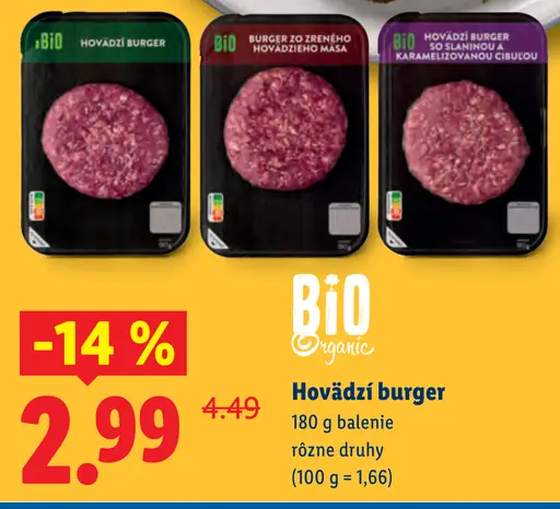 Bio hovädzí burger