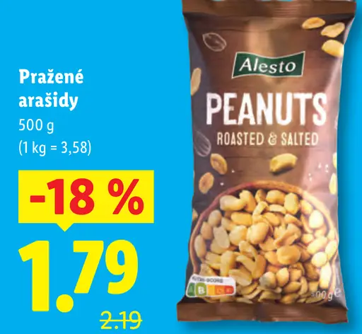 Alesto pražené arašidy