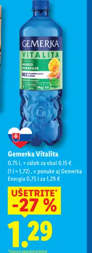 Gemerka Vitalita mango marakuja nesýtená minerálna voda