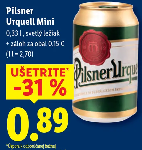 Pilsner Urquell Mini svetlý ležiak plechovka
