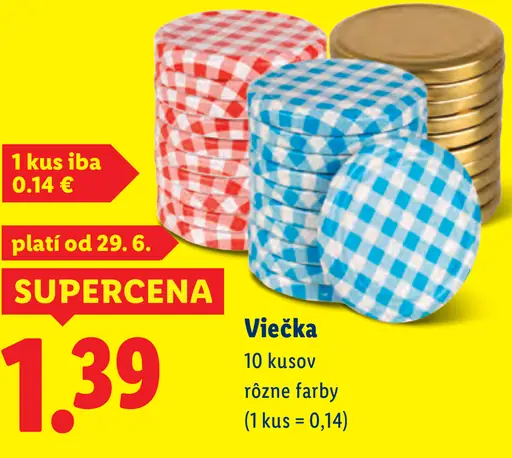 Viečka na zaváranie rôzne farby