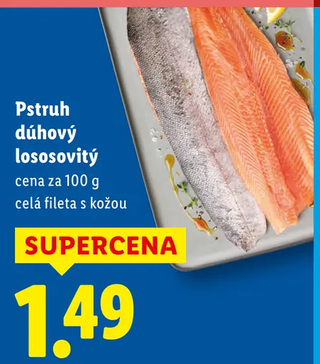 Pstruh dúhový lososovitý celá fileta s kožou