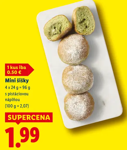 Mini šišky s pistáciovou náplňou