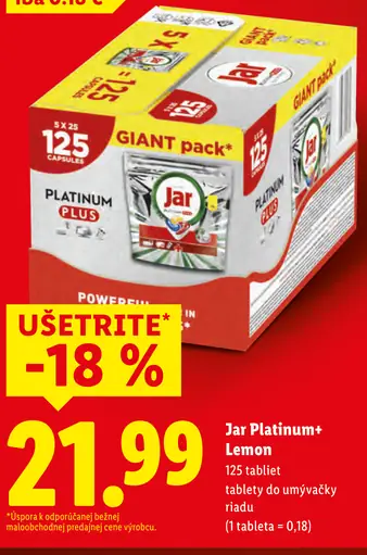 Jar Platinum Plus Lemon kapsuly do umývačky riadu