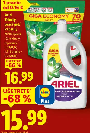 Ariel prací gél rôzne druhy