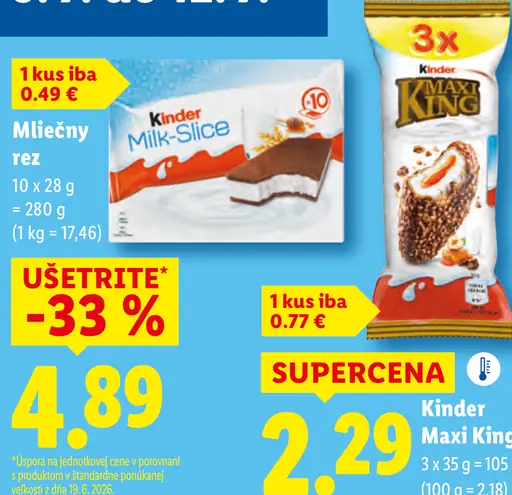 Kinder Milk-Slice Mliečny rez