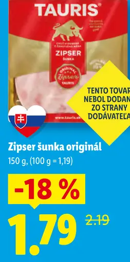 Tauris Zipser šunka originál
