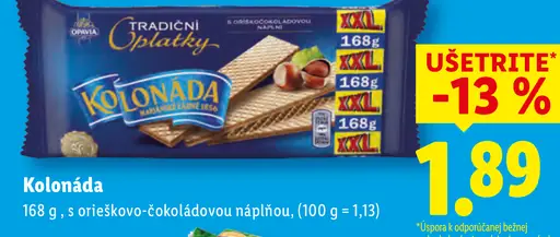 Kolonáda tradičné oplátky s orieškovo‑čokoládovou náplňou