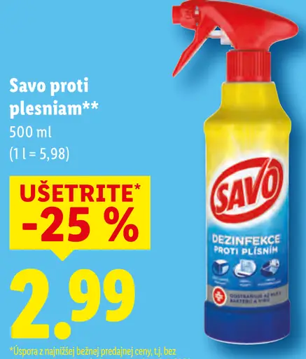 Savo proti plesniam dezinfekčný rozprašovač