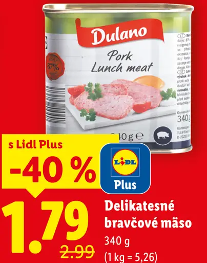 Dulano Pork Lunch meat delikatesné bravčové mäso