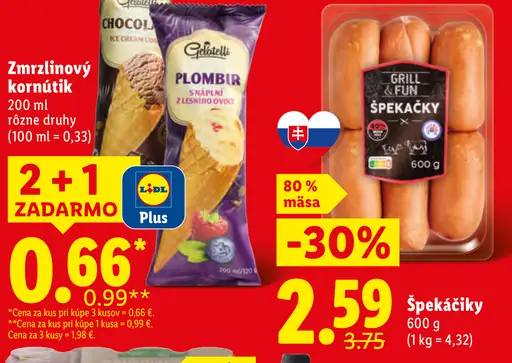 Gelatelli zmrzlinový kornútik rôzne druhy