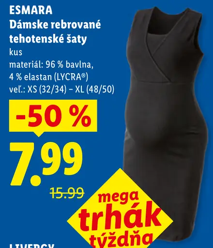 Esmara dámske rebrované tehotenské šaty